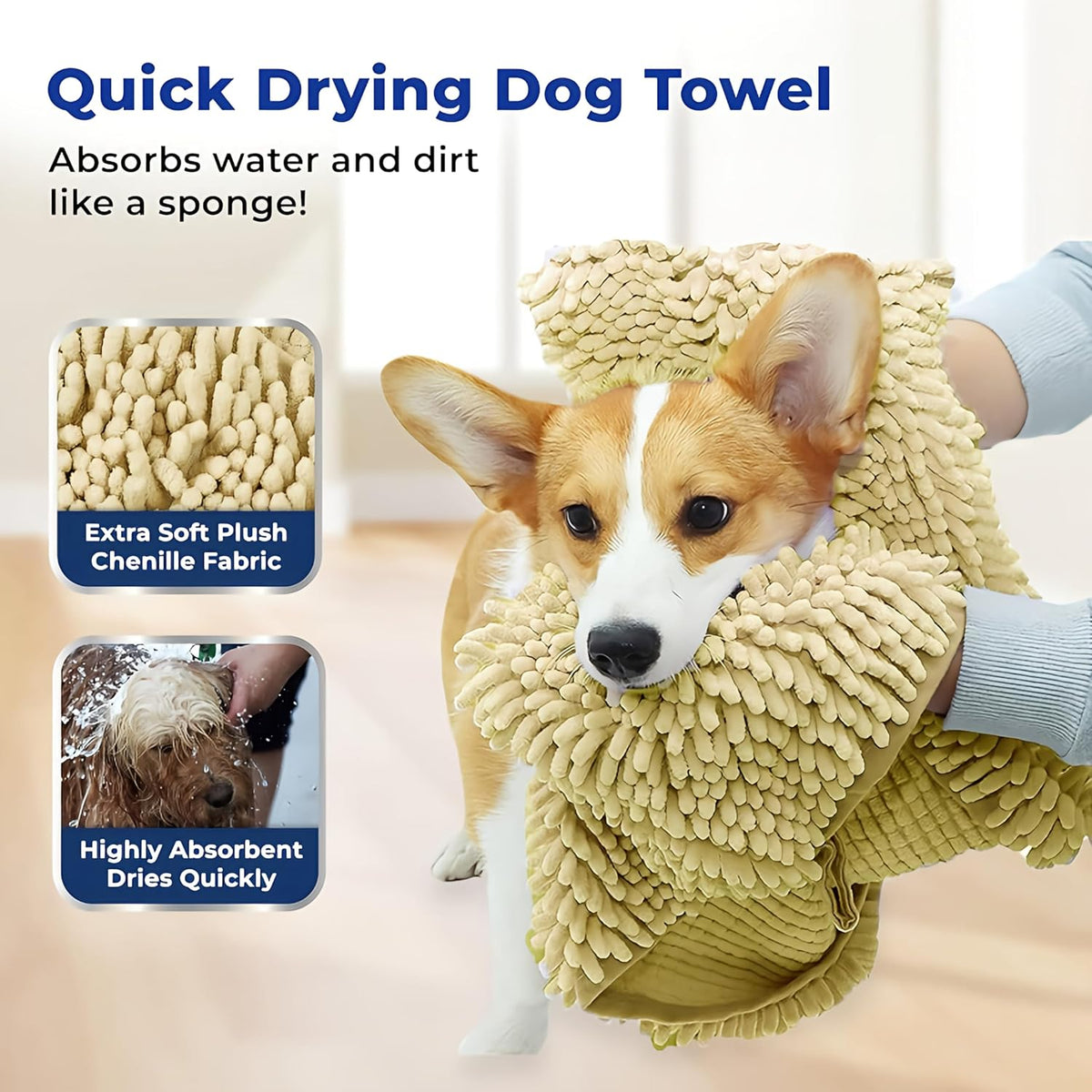 Muddy Mat Doggy Dryer, Highly Absorbent Microfiber Washable Dog Shammy Quick Drying Towel Absorber - 15"x38" / Beige - image 2