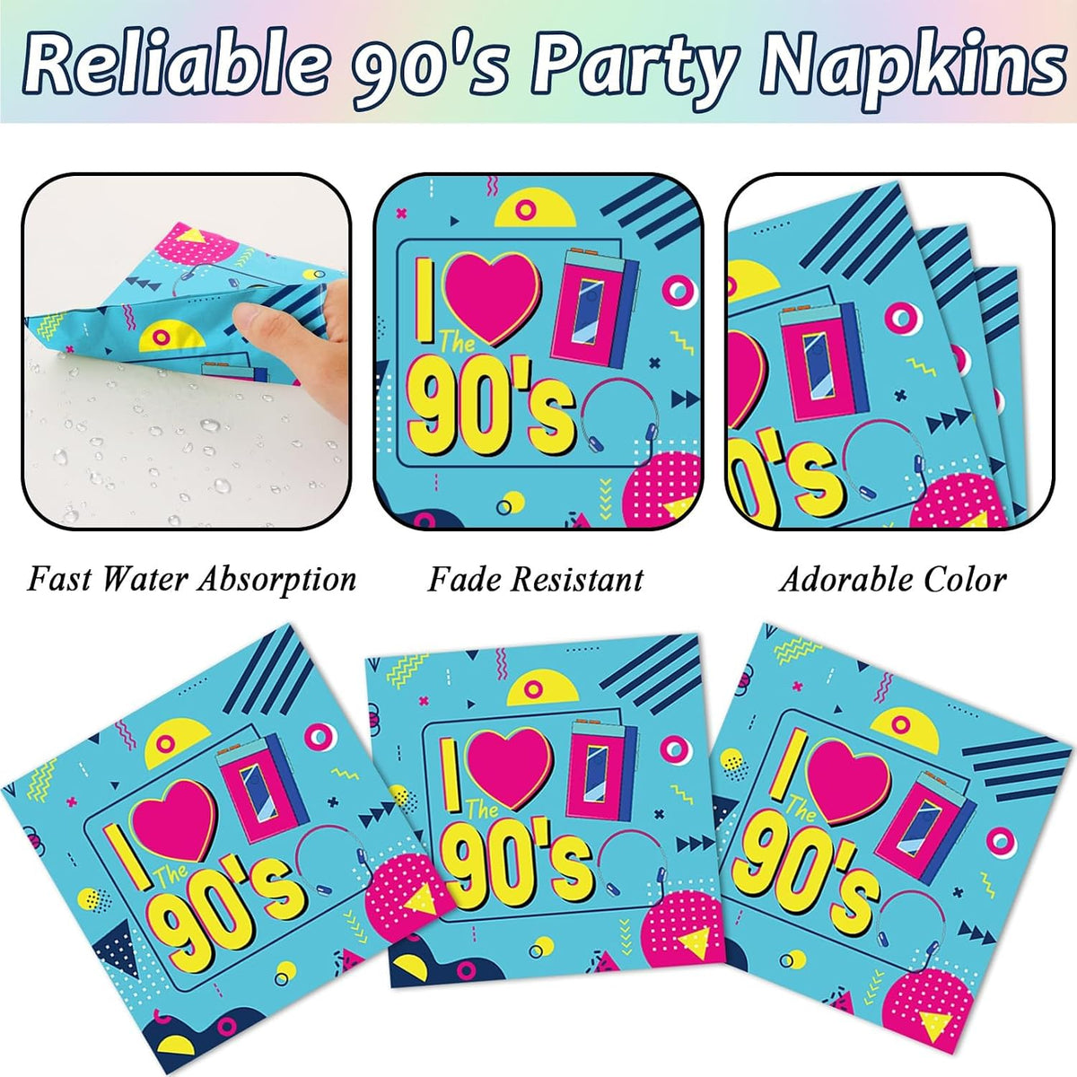 CHUNNIN 200 PCS Gone Fishing Party Plates Napkins Fishing Tableware - I Love The 90s - image 4