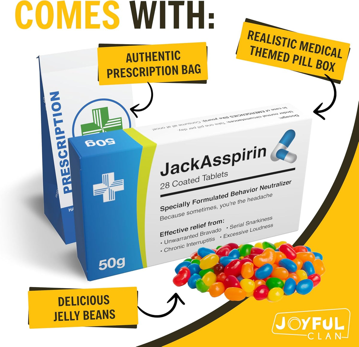 Funny Prank Pill Box Candy, Gag Gifts for Men - Jack Asspirin - image 3