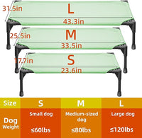 Soft Mesh Elevated Pet Bed for Large Medium Dogs Outdoor Resting Cot with Water-Resistant, Air-Permeable, Cooling and Anti-Skid Portable Dog Bed, Up to 120 lbs, 43.2" L x 31" W x 7.5" H, Green