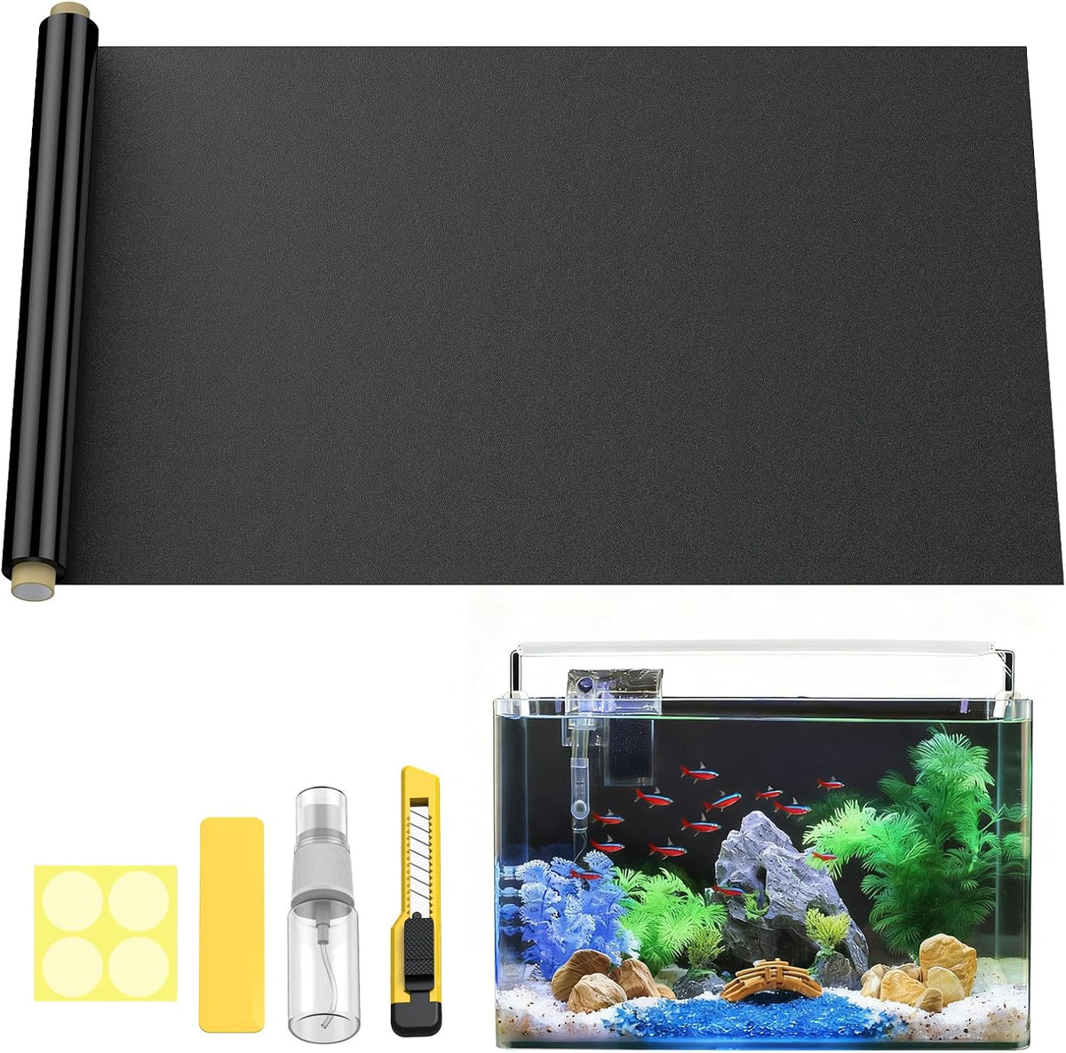 Pawfly Black Aquarium Background - 47.2" x 17.7"