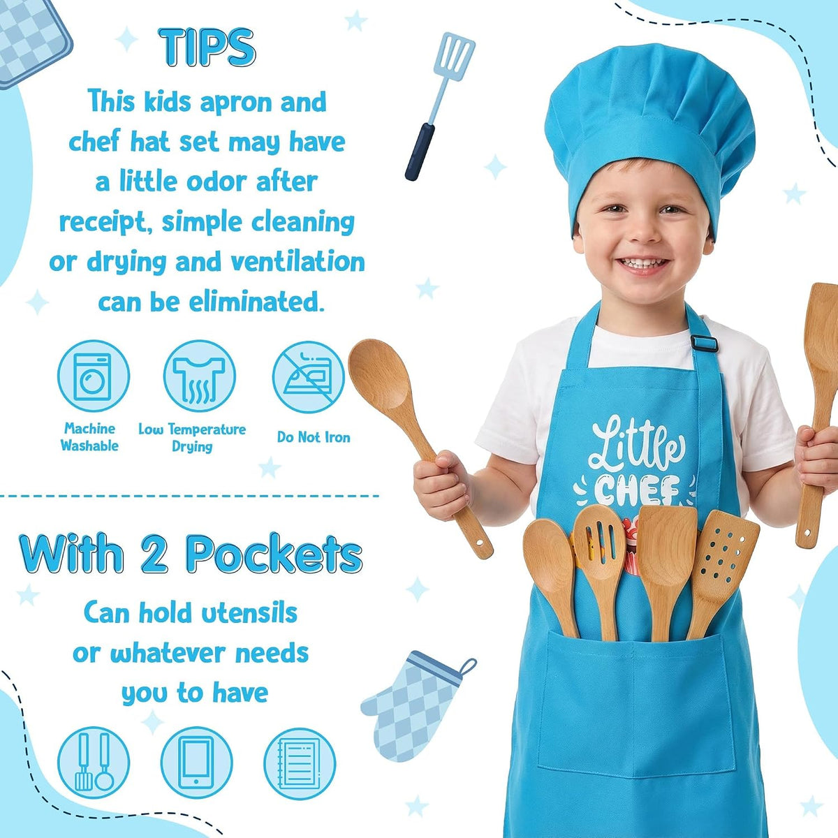 R HORSE Kid Apron and Chef Hat Set - Little Chef - image 3