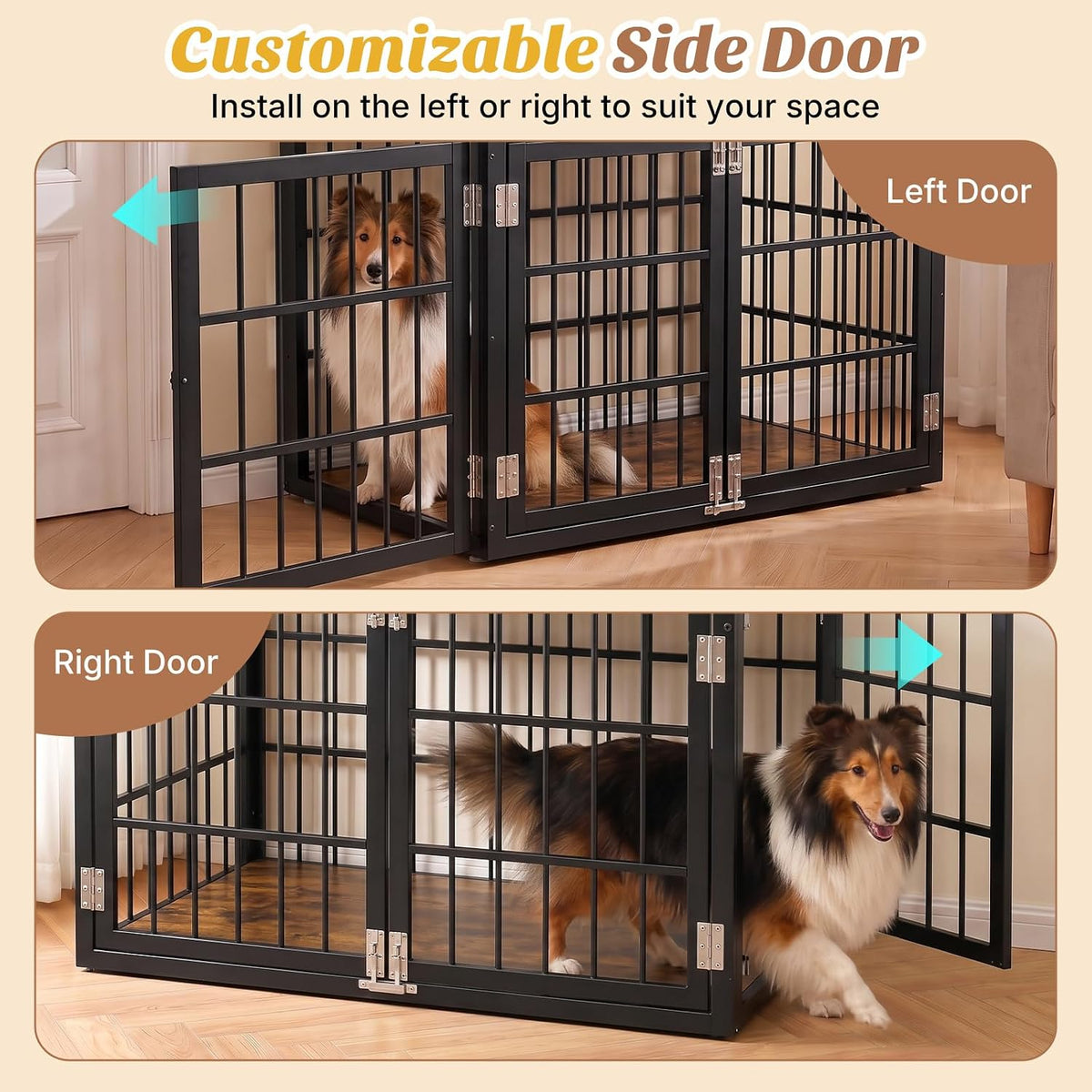 DUMOS Dog Crate Furniture 38 Inch Indoor Crate Dog Cage Wooden Kennel – Essentials for Dogs - Black / 42.1"L x 30.0"W x 30.2"H / 1 - image 4