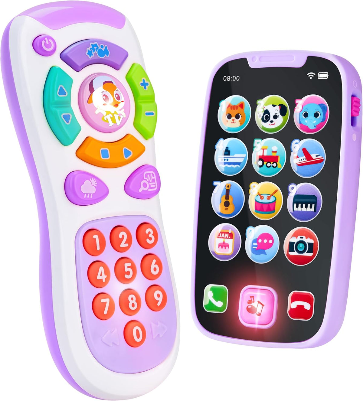JOYIN Kids Learning Phone and Remote Toy - Purple Phone and Remote with Bird