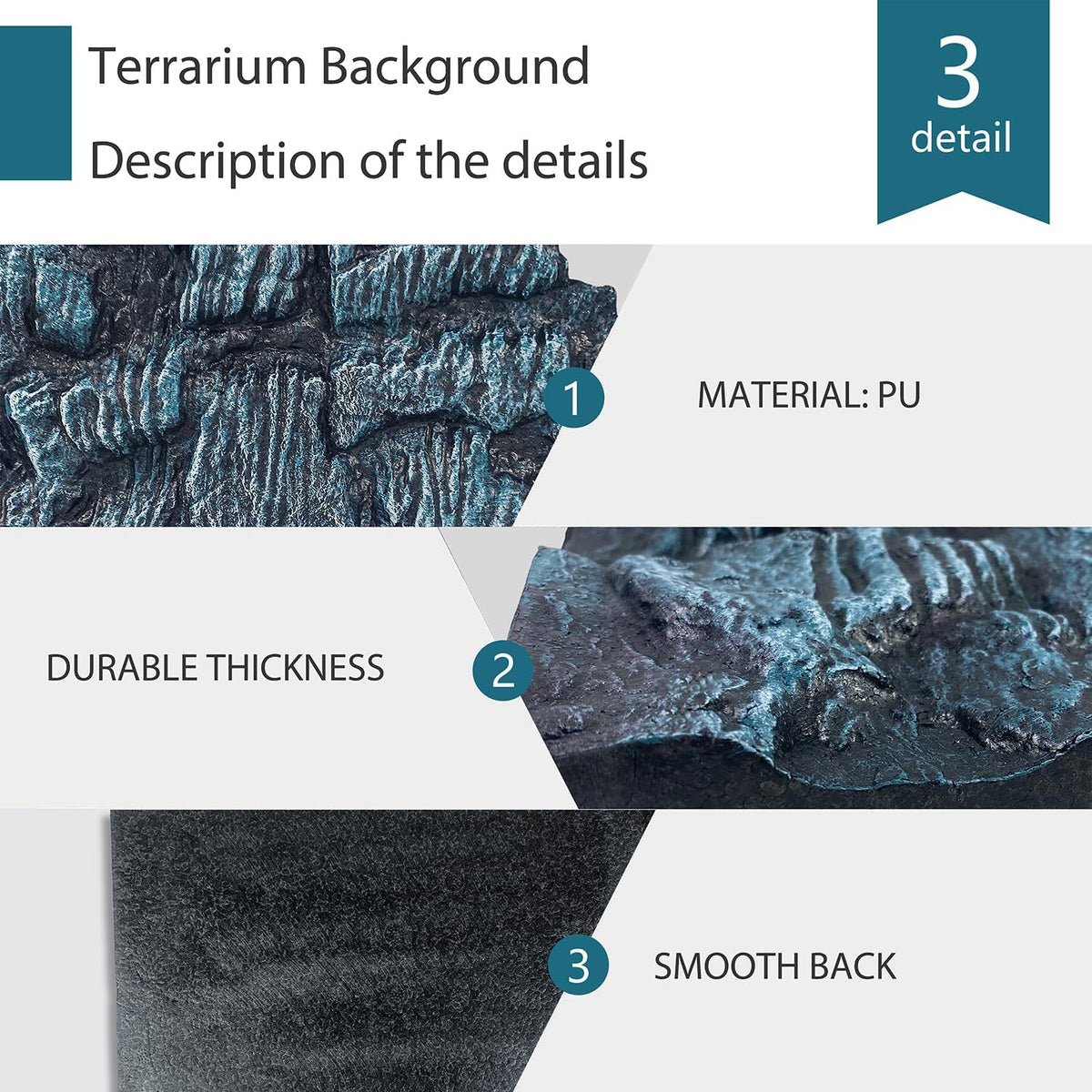 4pcs Rock Terrarium Background, 3D Reptile Tank Background Board - Blue-11.8"*8.8"（4pcs） - image 2