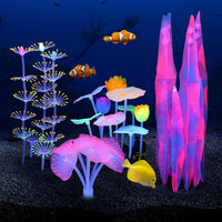 Glowing Fish Tank Decoration Aquarium Plants Accessories Kit #2 – Essentials for Fish - Lotus+Kelp+strip Coral+Anemone