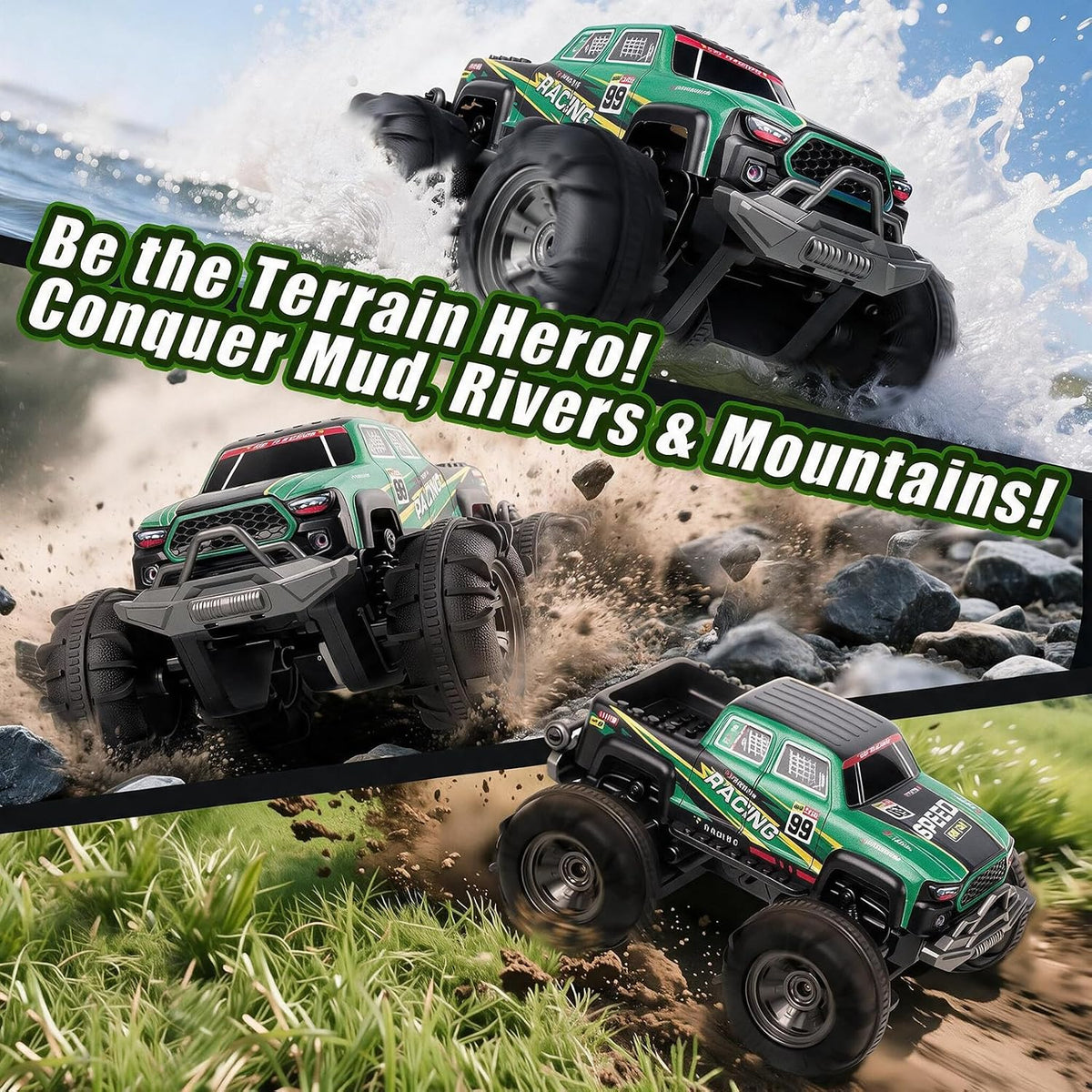 Calefwe amphibious RC monster truck with brick-built shell and gesture control watch - view 8