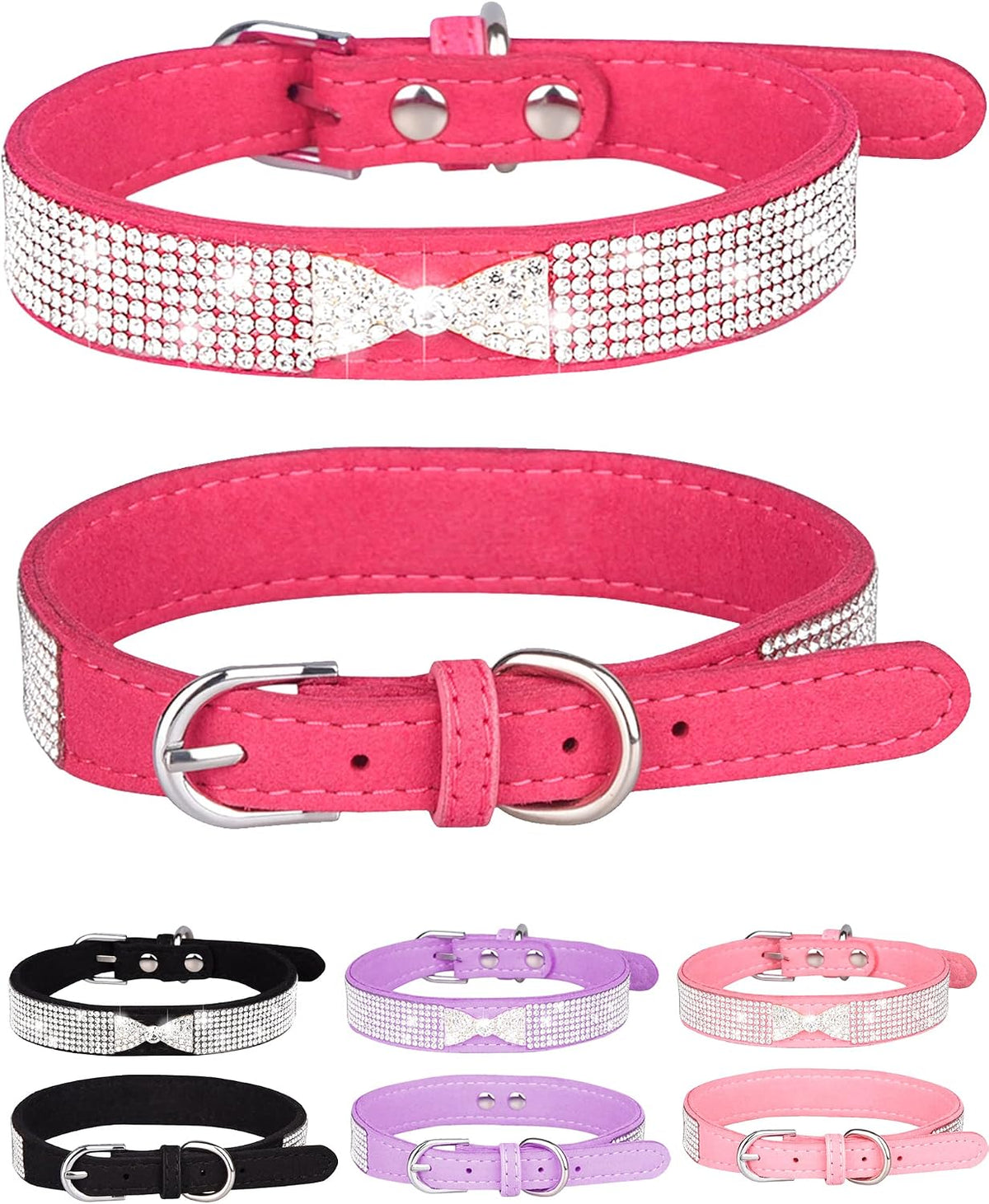 Dog Collar for Small Dogs - L / rose red4