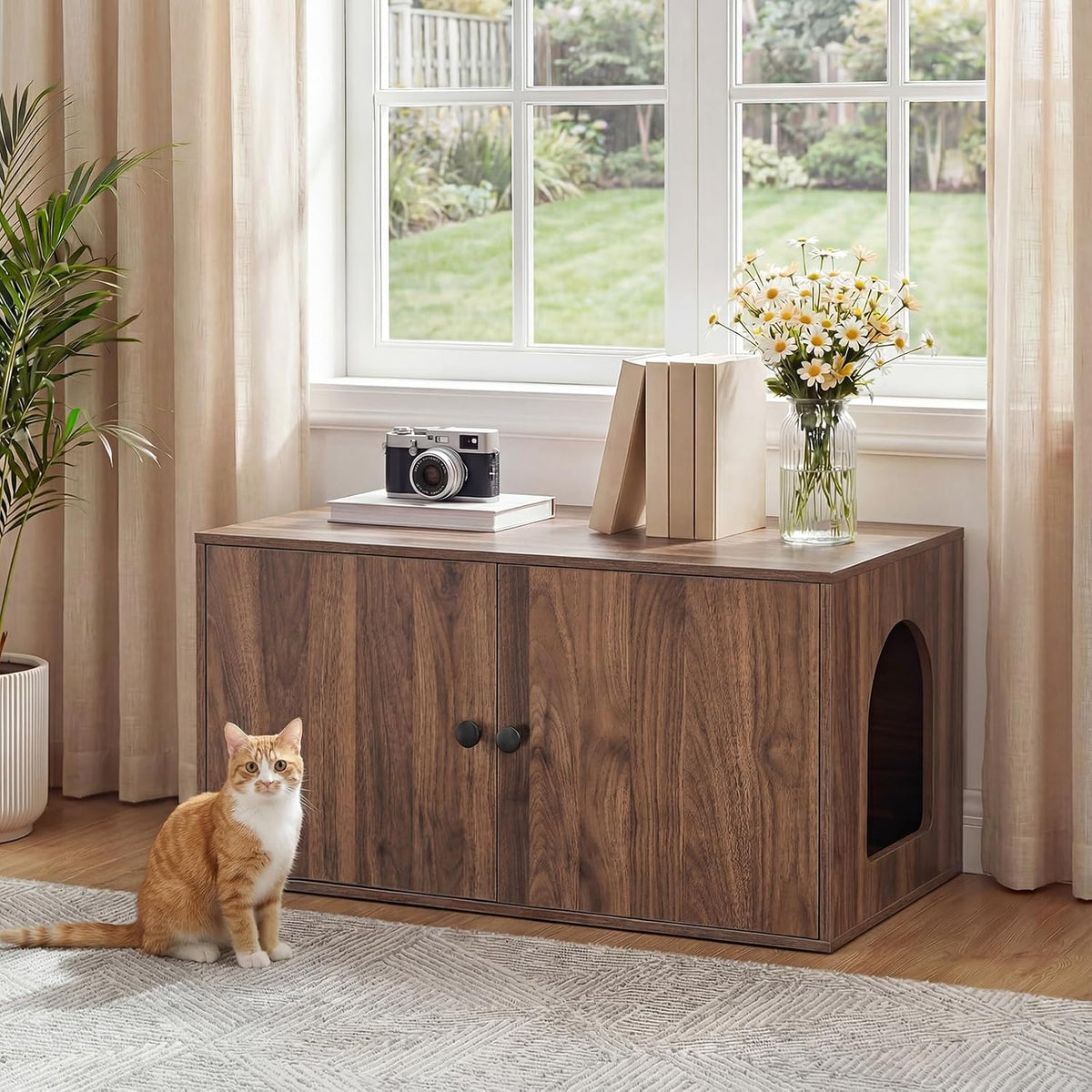 HOOBRO Cat Litter Box Enclosure - Walnut - image 4