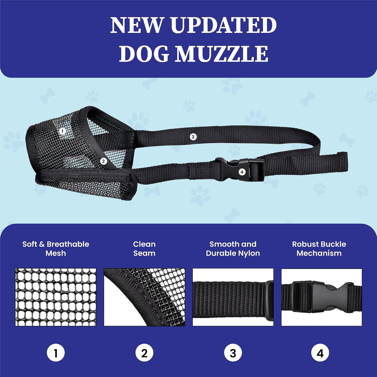 Dog Muzzle for Large Dogs, Air Mesh Muzzle for Large Sized Dog - xs / Breathable Mesh - image 3