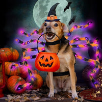 OurWarm Dog Halloween Costumes for Pets 64 LED Furry Giant Dog Spider Costume Funny Dogs Costumes for Medium Large Dogs Halloween Party Decor Puppy Pets Outfits Cosplay