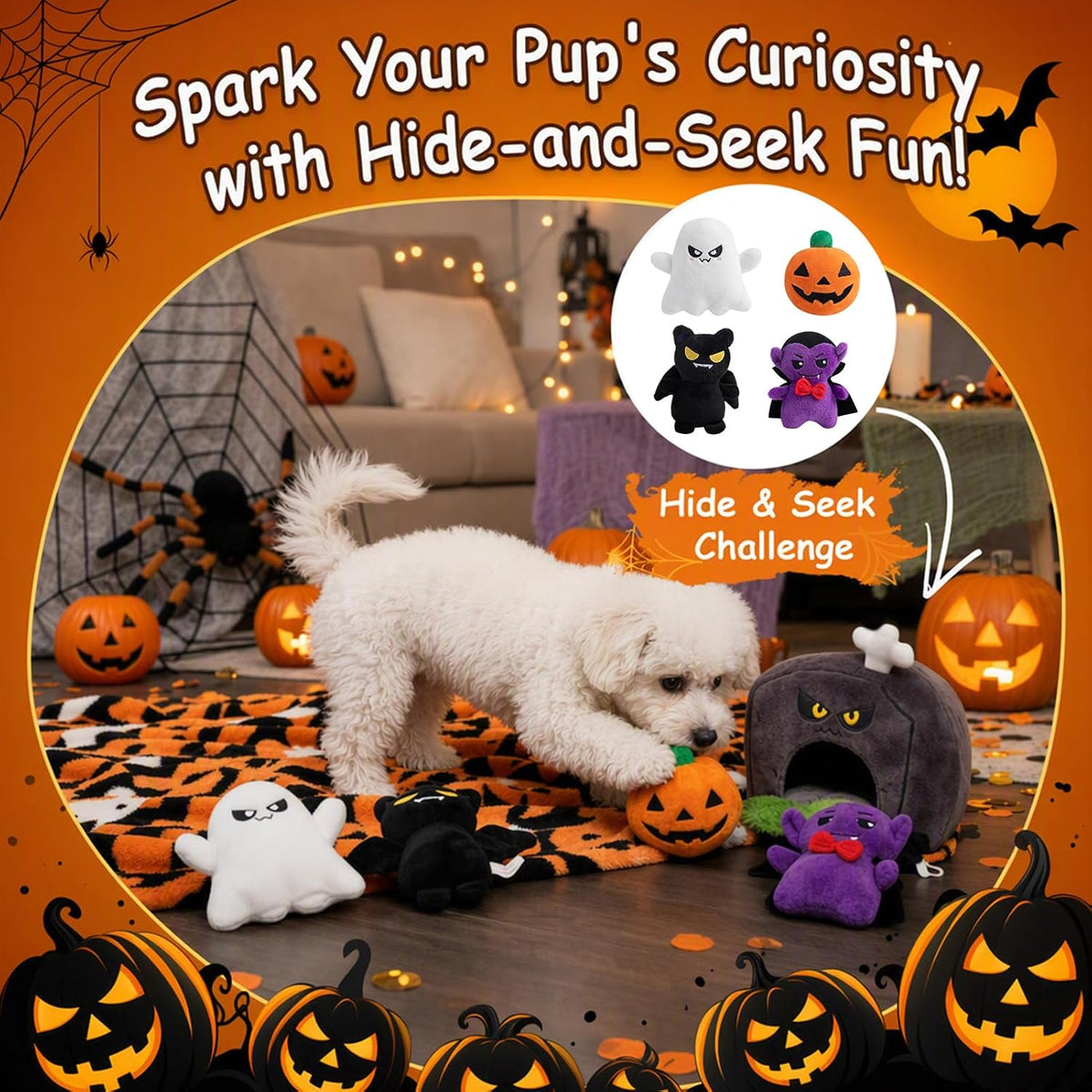 Hollypet Squeaky Hide and Seek Dog Toys for Small and Medium Dogs - Grave - image 4