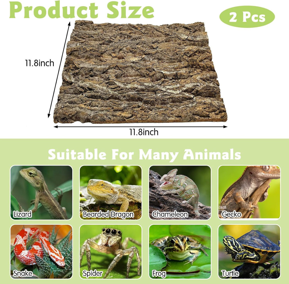 10PCS Cork Tile Background Bark 7.9”Lx7.9”W Reptile Tank Background - 2PCS - 11.8” x 11.8” - image 2
