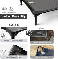 Sytopia 42'' Outdoor Elevated Dog Bed for Large Dogs, Chew-Proof Pet Camping Raised Cot with Breathable Mesh - Durable Frame, Cooling Hammock Bed, Non-Slip Feet, Waterproof, Easy Clean