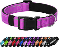 Reflective Dog Collar, Adjustable Nylon for Medium Dogs - Dark Magenta / S:width 5/8"neck 10.5-16"