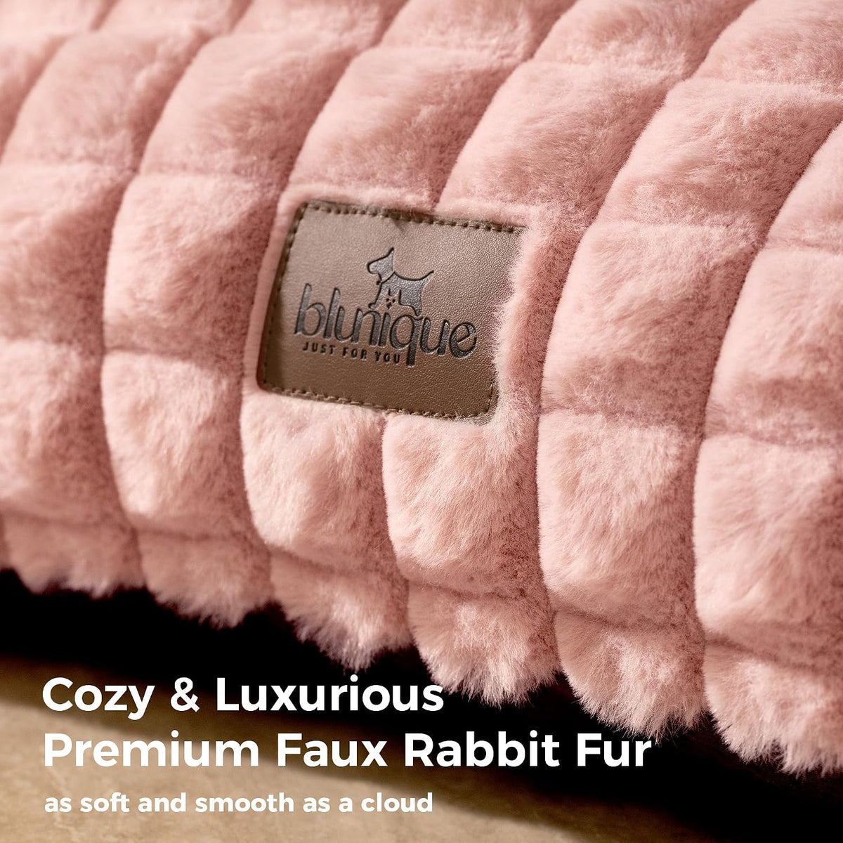 Cat Couch Bed with Fluffy Faux Rabbit Fur for Indoor Cats - Pink / Medium: 30"L x 20"W x 10"Th - image 3