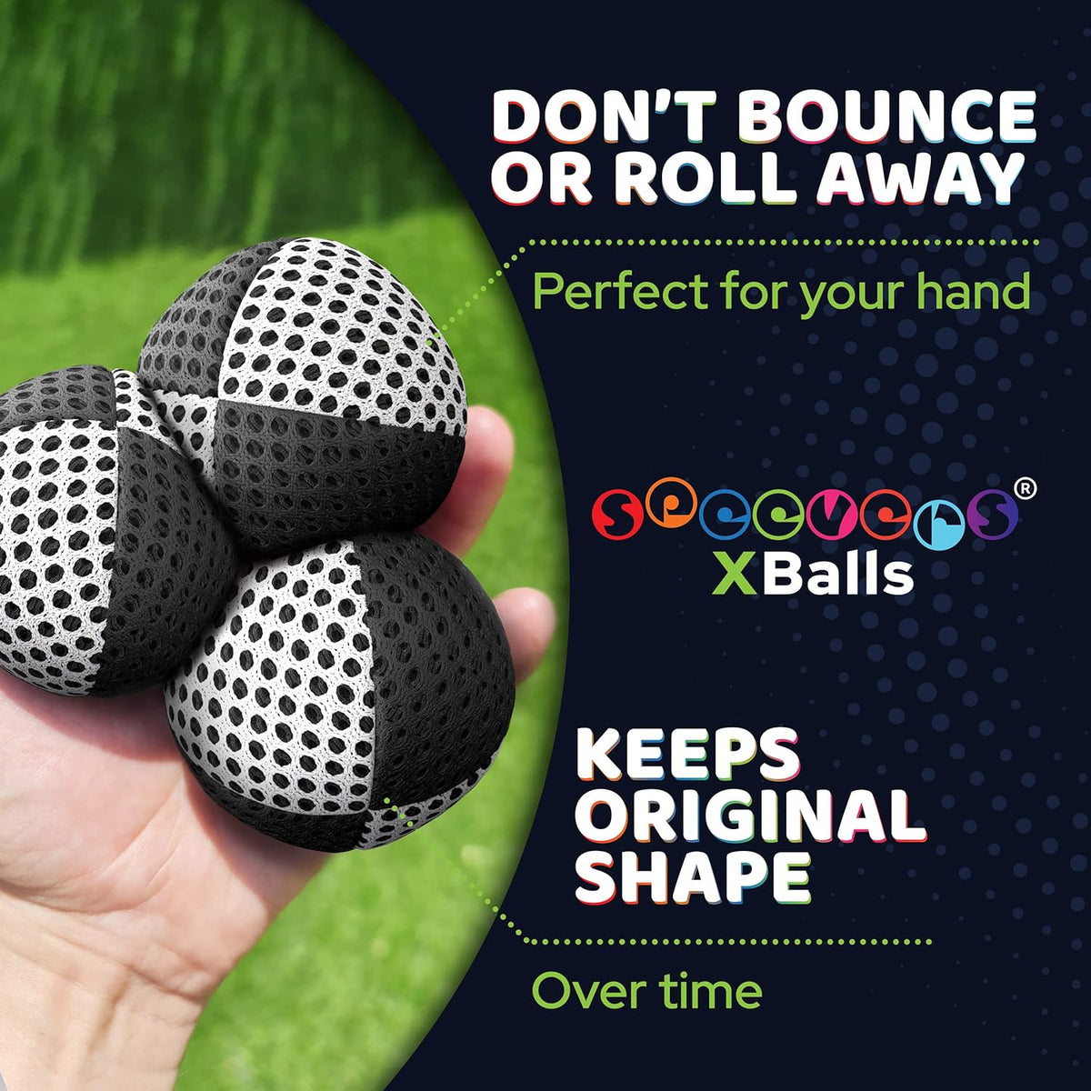 speevers Juggling Balls for Beginners and Professionals Set of 3 - Black - White / 4.2 oz - image 3