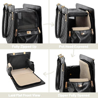 2-in-1 Stylish Dog Purse Carrier Travel Tote Bag for Small Dogs Cats - Black checkered / 15" L x 7.5" W x 12.2" H - image 3