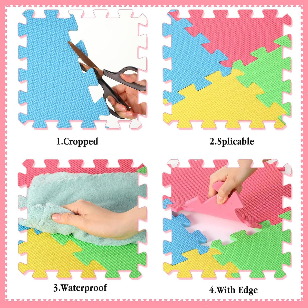 Nuanchu 60 PCS Kids Foam Puzzle Mat, Cream - Colorful - image 2
