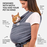 Dog Sling Carrier for Small Dogs - Anti-Anxiety Cat Sling, Puppy Pouch - Pet Sling in Gray Black Blue Green Pink Yellow (Gray, Large)
