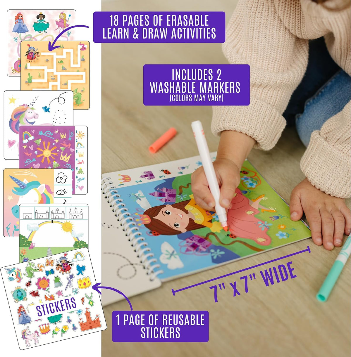 Totebook kids travel activity kit with tethered dry erase markers and ocean theme activity book - view 20