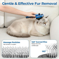 Pecute Self-Cleaning Steam Dog Cat Brush for Heavy Shedding/Long Coats – Essentials for Cats - Blue - image 4