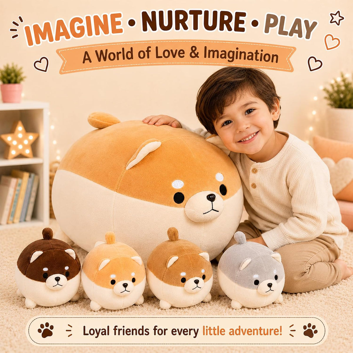 PixieCrush labradoodle stuffed animal pillow with 4 surprise plush puppies inside - view 24