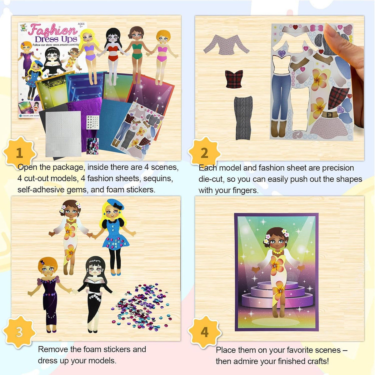 VKPI 4 Butterflies Foam Art Crafts Gift Kit - Dress Ups - image 2
