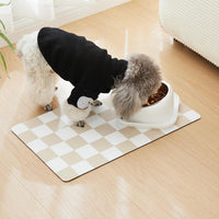 Checkered Dog Feeding Mat - 24"L x 16"W / Beige - image 3