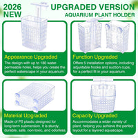 2026 Latest Upgraded Aquarium Plant Holder Adjustable Height - Transparent-4 Pack - image 2