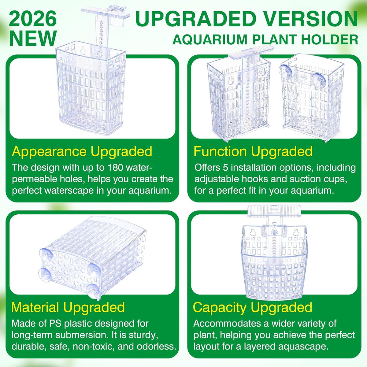 2026 Latest Upgraded Aquarium Plant Holder Adjustable Height - Transparent-4 Pack - image 2