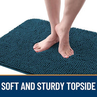 OLANLY Dog Door Mat Set 4-Piece 36x24, Absorbs Moisture and Dirt, Absorbent Non-Slip Washable Doormat, Quick Dry Chenille Mud Mat for Dogs, Entry Indoor Entryway Carpet for Inside Floor, Atlantic Blue