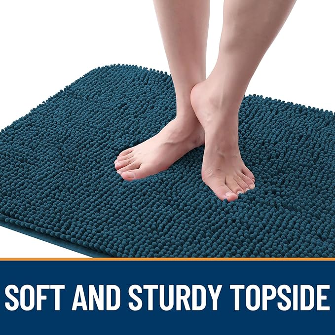 OLANLY Dog Door Mat Set 4-Piece 36x24, Absorbs Moisture and Dirt, Absorbent Non-Slip Washable Doormat, Quick Dry Chenille Mud Mat for Dogs, Entry Indoor Entryway Carpet for Inside Floor, Atlantic Blue
