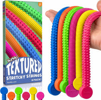 BUNMO Stretchy Strings, Stimulating & Fun Fidget Toys for Kids - Textured - 6 Pack