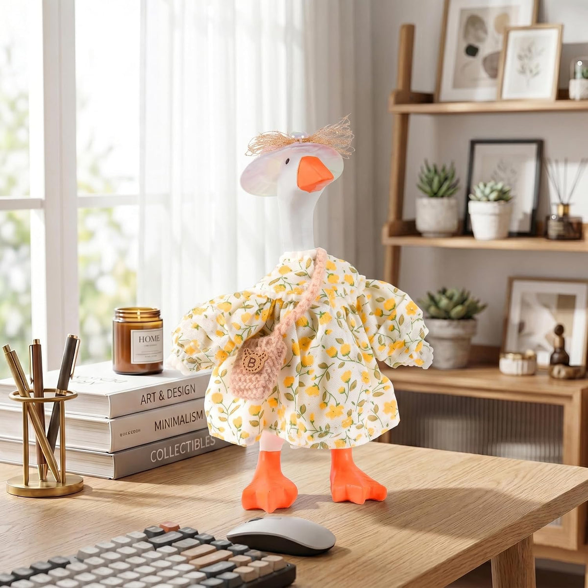 7inch Desk Goose Outfits, Mini Desktop Goose Clothes with Sunglasses & Necklaces, Brown Leopard - Floral a / 7 Inch - image 4