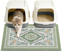24"x15" Cat Litter Mat Non-Slip Washable Litter Box Mat – Daily Care for Cats - DarkSeaGreen / 33X22in