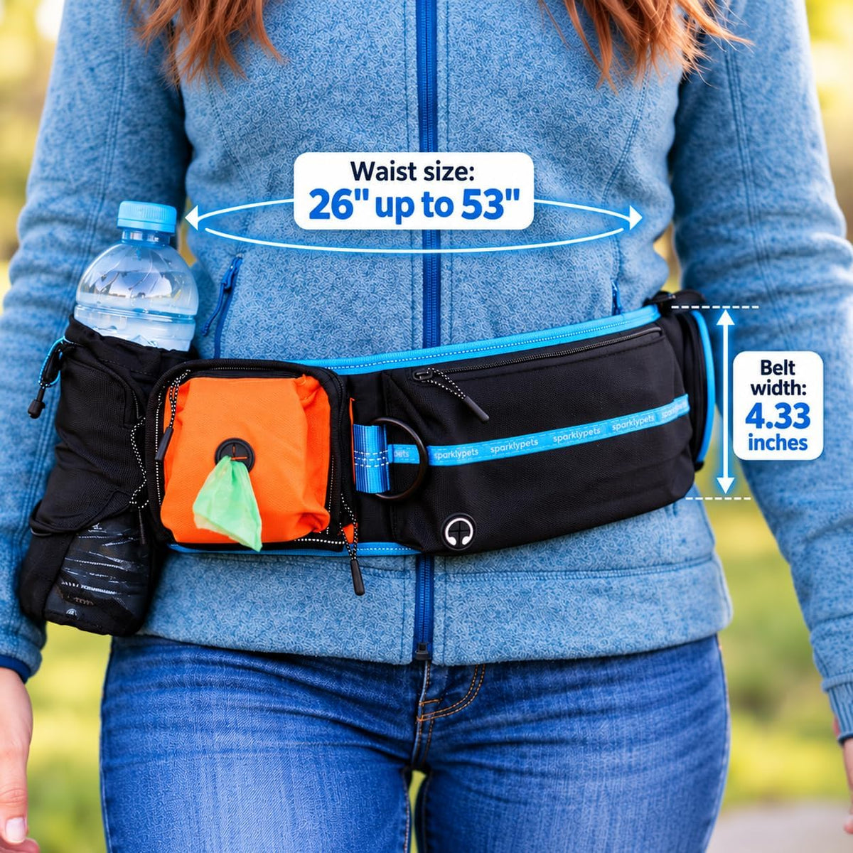 Active Pack Hands Free 2 Dogs Leash Medium & Large - Active Premium Orange Pack / 2 dogs M/L - image 3