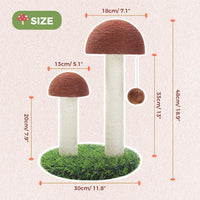 PETEPELA Mushroom Cat Scratching Post for Kittens & Small Cats - Mushroom Brown / 18.9" - image 2