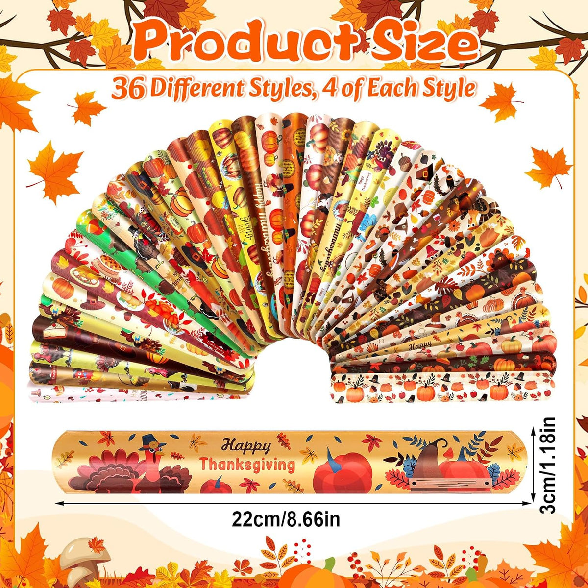 LUYI Halloween slap bracelets bulk pack with ghost, pumpkin, bat and witch designs - view 3