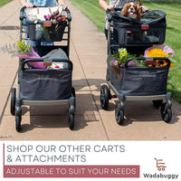 Pet Foldable Cart - Luxury Cat & Dog Stroller with Extra Large Shopping Basket, Cup Holders, & Ventilated Canopy - Easy Fold Pet Stroller for Cats & Dogs