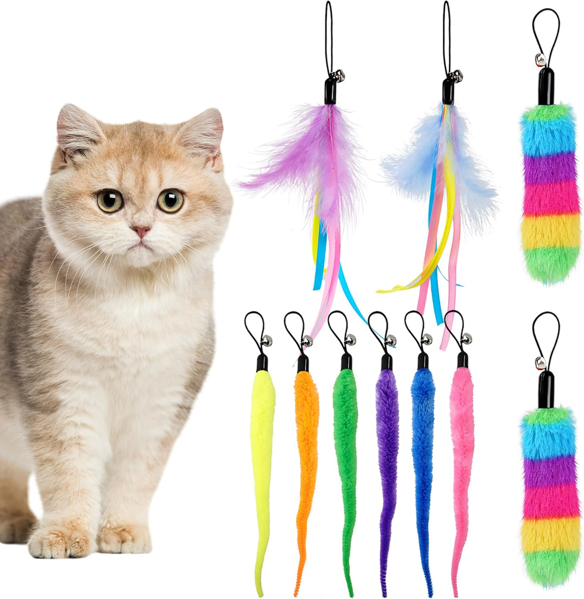Upgraded 2.36 Inch Large Interactive Cat Toys Ball for Indoor Cats - multicolour