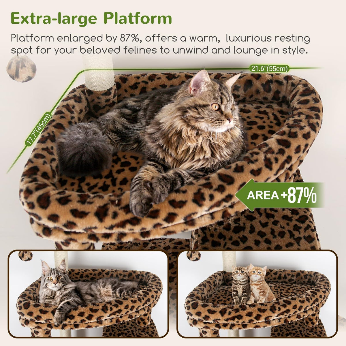 Globlazer Giant Cat Tree for Indoor Large Cats, F83 - 83inch / Leopard Print - image 2