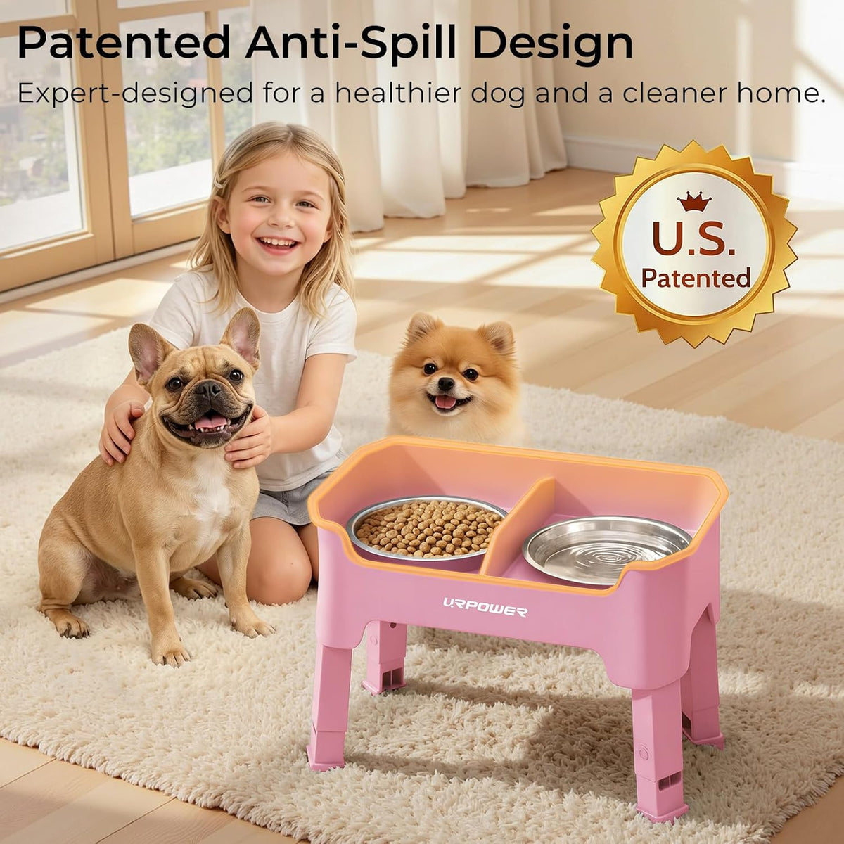 URPOWER Elevated Dog Bowls - Pink / Small - image 2