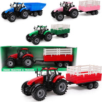 Toyland Friction Powered Farm Tractor with Trailer - Red Tractor & Trailer