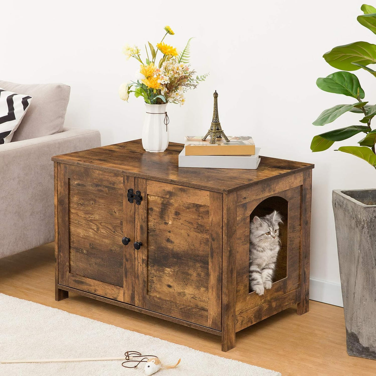 HOOBRO Litter Box Enclosure - Rustic Brown / 31" L x 17.5" W x 19.7" H - image 2