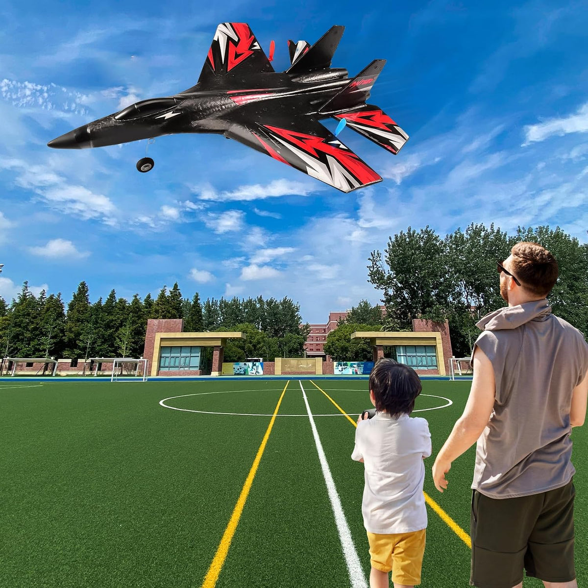 SU-27 RC Airplane,2.4GHz 2 Channel Remote Control Plane with Gyro Night Lights and 2 Batteries - Black - image 3