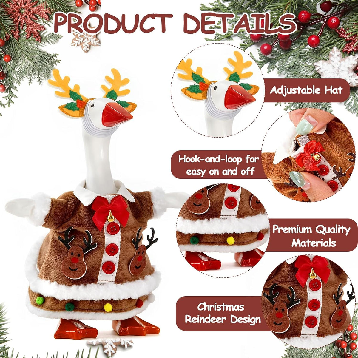 7 Inch Mini Desk Goose Outfits - Christmas Color(deer) - image 4