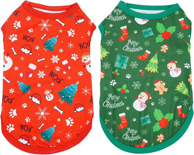2PCS Halloween Dog Shirt XXL Sleeveless Tee Vest T-Shirt Tank Top – Essentials for Dogs - Christmas / Small