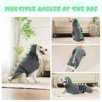 Super Absorbent Dog Bathrobe - Grey, Green edging / Medium - image 4