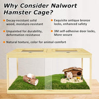 Large Hamster Cage 40", Lockable Sliding Door Gerbil Cage, Dwarf Hamster Cage with Metal Mesh Roof, Mice and Rat Habitat, Chewproof Syrian Hamster Enclosure, (Wooden, 40" L x 20" W x 20" H)